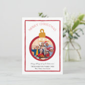 Red & White Bow Coquette Weihnachtsfotokarte Feiertagskarte (Stehend Vorderseite)