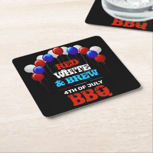 Red White & Brew 4. Juli GRILLEN Party Rechteckiger Pappuntersetzer