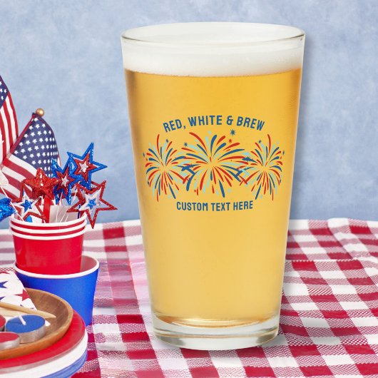 Red White & Brew Feuerwerk 4. Juli Bier Pint Glas