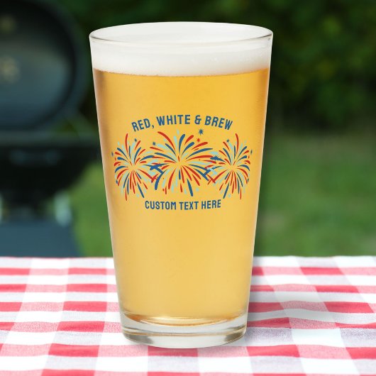 Red White & Brew Feuerwerk 4. Juli Bier Pint Glas