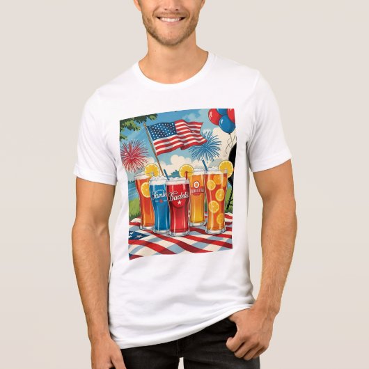 Red White & Brew - Funny 4. Juli Bier Tri-Blend Shirt (Vorderseite)