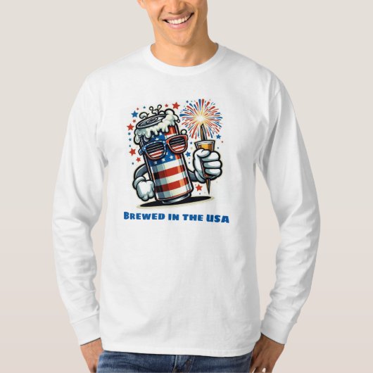 Red, White & Brew – Funny 4th of July Beer Lover T-Shirt (Vorderseite)
