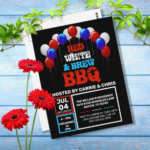 Red White & Brew GRILLEN 4. Juli Party Einladung Postkarte