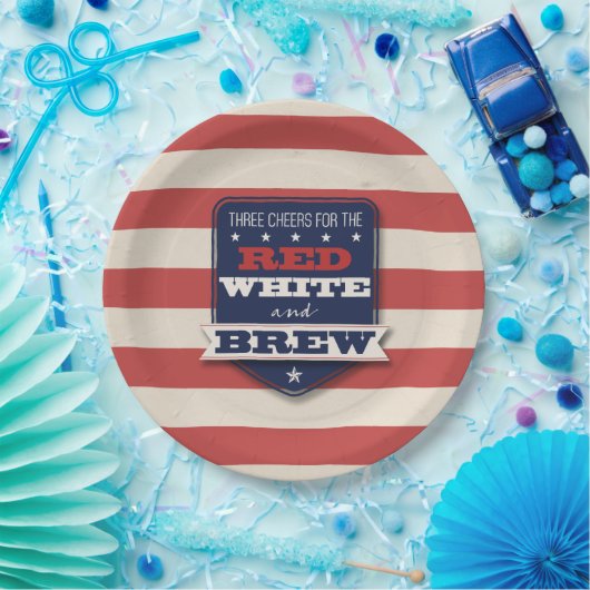 Red White & Brew Patriotic Pappteller (Party)