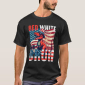 Red White Bruh Dinosaur Funny USA 4. Juli T-Shirt (Vorderseite)