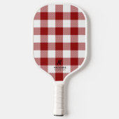 Red White Buffalo Kariert Mit Monogramm Pickleball Schläger (Rückseite)