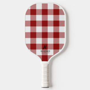 Red White Buffalo Kariert Mit Monogramm Pickleball Schläger