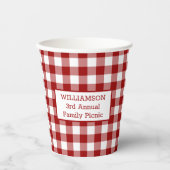 Red White Buffalo Karo Ihr Name Familie Picnic Pappbecher (Vorderseite)