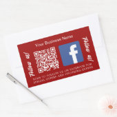 Red white business name qr code Facebook Rechteckiger Aufkleber (Umschlag)