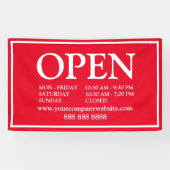 Red White Business Open Schedule Website-Banner Banner (Horizontal)