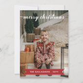 Red White Calligraphy Frohe Weihnachten Foto (Vorderseite)