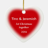 Red & White Candy Cane Custom Weihnachtsdekoration Keramik Ornament (Hinten)