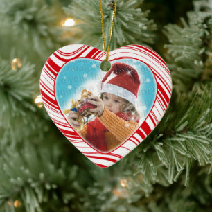 Red & White Candy Cane Custom Weihnachtsdekoration Keramik Ornament