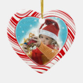 Red & White Candy Cane Custom Weihnachtsdekoration Keramik Ornament (Vorne)