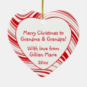Red & White Candy Cane Custom Weihnachtsdekoration Keramik Ornament (Hinten)
