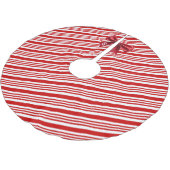 Red White Candy Cane Diagonal Stripes Bow Polyester Weihnachtsbaumdecke (Schrägansicht)