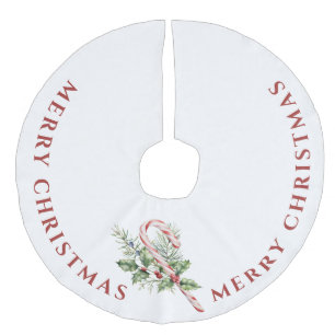 Red & White Candy Cane , Frohe Weihnachten Leinenimitat Weihnachtsbaumdecke