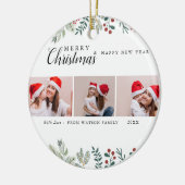 Red & White Candy Cane Holiday Foto Collage Keramik Ornament (Links)