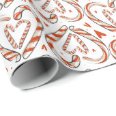 Red & White Candy Cane Hörnchen Geschenkpapier (Rolleneckpunkt)
