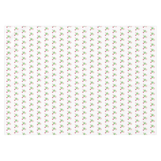 Red & White Candy Cane mit Weihnachtsball Tischdecke (Vorderseite (Horizontal))