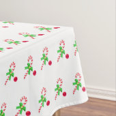 Red & White Candy Cane mit Weihnachtsball Tischdecke (Beispiel)