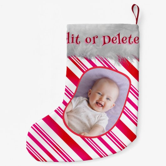 Red White Candy Cane Pattern Klassischer Weihnacht Kleiner Weihnachtsstrumpf (Rückseite)