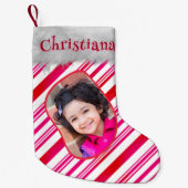 Red White Candy Cane Pattern Klassischer Weihnacht Kleiner Weihnachtsstrumpf (Vorderseite)