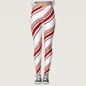 Red White Candy Cane Stripe Leggings (Vorderseite)