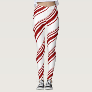 Red White Candy Cane Stripe Leggings