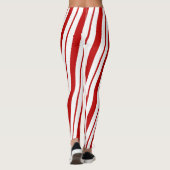 Red & White Candy Cane Stripes Festliche Weihnacht Leggings (Rückseite)