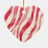 Red White Candy Cane Stripes Gold Ribbon Christmas Keramik Ornament (Hinten)