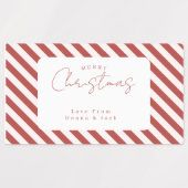 Red & White Candy Cane Stripes Merry Christmas Etiketten (Design 2)