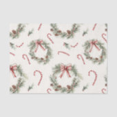 Red White Candy Canes Christmas Wreaths Seidenpapier (Vorderseite)