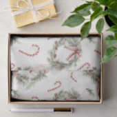 Red White Candy Canes Christmas Wreaths Seidenpapier (Geschenk)
