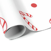Red White Candy Canes Weihnachtsfeiertag Polka Dot Geschenkpapier (Rolleneckpunkt)