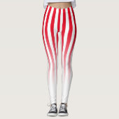 Red White Candy Stripe Fade Muster Leggings (Vorderseite)