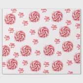 Red & White Candy Winter Geburtstag Geschenkpapier (Flach)