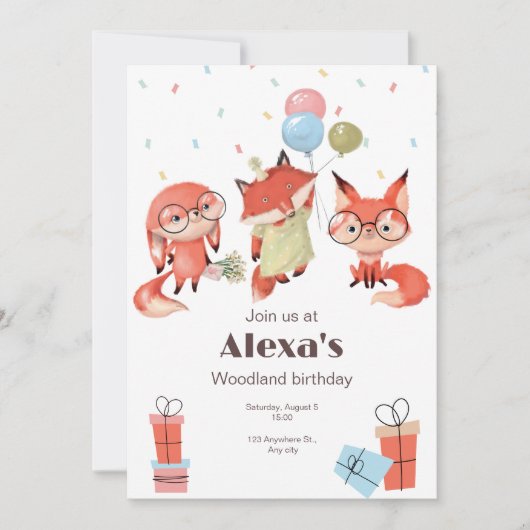 Red White Cartoons Birthday Party Einladung (Vorderseite)