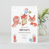 Red White Cartoons Birthday Party Einladung (Stehend Vorderseite)