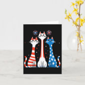 Red White Cats Usa Flag Feuerwerk 4. Juli Karte (Gelbe Blume)
