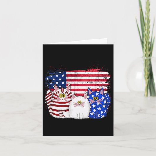 Red White Cats Usa Flag Feuerwerk 4. Juli Karte (Vorderseite)