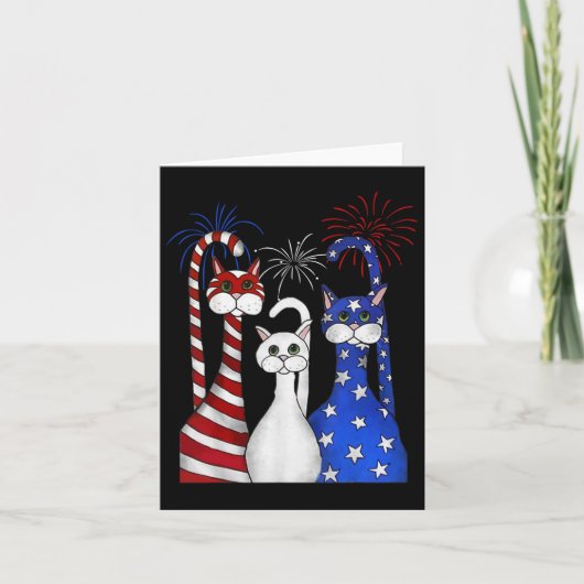 Red White Cats Usa Flag Feuerwerk 4. Juli Karte (Vorderseite)