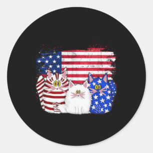Red White Cats Usa Flag Feuerwerk 4. Juli Runder Aufkleber