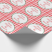 Red White Check MERRY CHRISTMAS Name Geschenkpapier (Ecke)