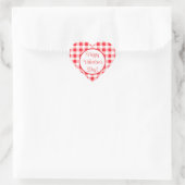 Red White Check Romantic Valentines Day Herz-Aufkleber (Tasche)
