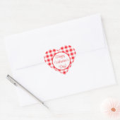 Red White Check Romantic Valentines Day Herz-Aufkleber (Umschlag)