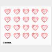 Red White Check Whimsical Valentines Day Herz-Aufkleber (Blatt)