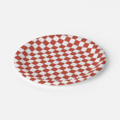 Red& White Checkered Pattern Mid Century Retro Pappteller (Schrägansicht)