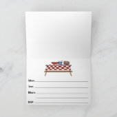 Red White Checkered Traditionelle picknische Einla Einladung (Innenseite)