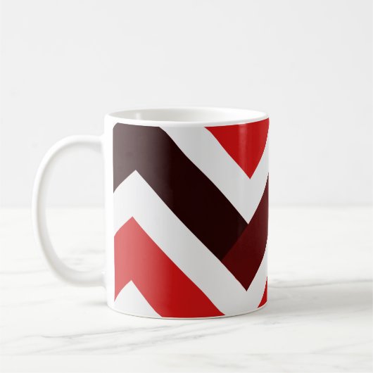 Red White Chevron Geometric Pattern Kaffeetasse (Links)
